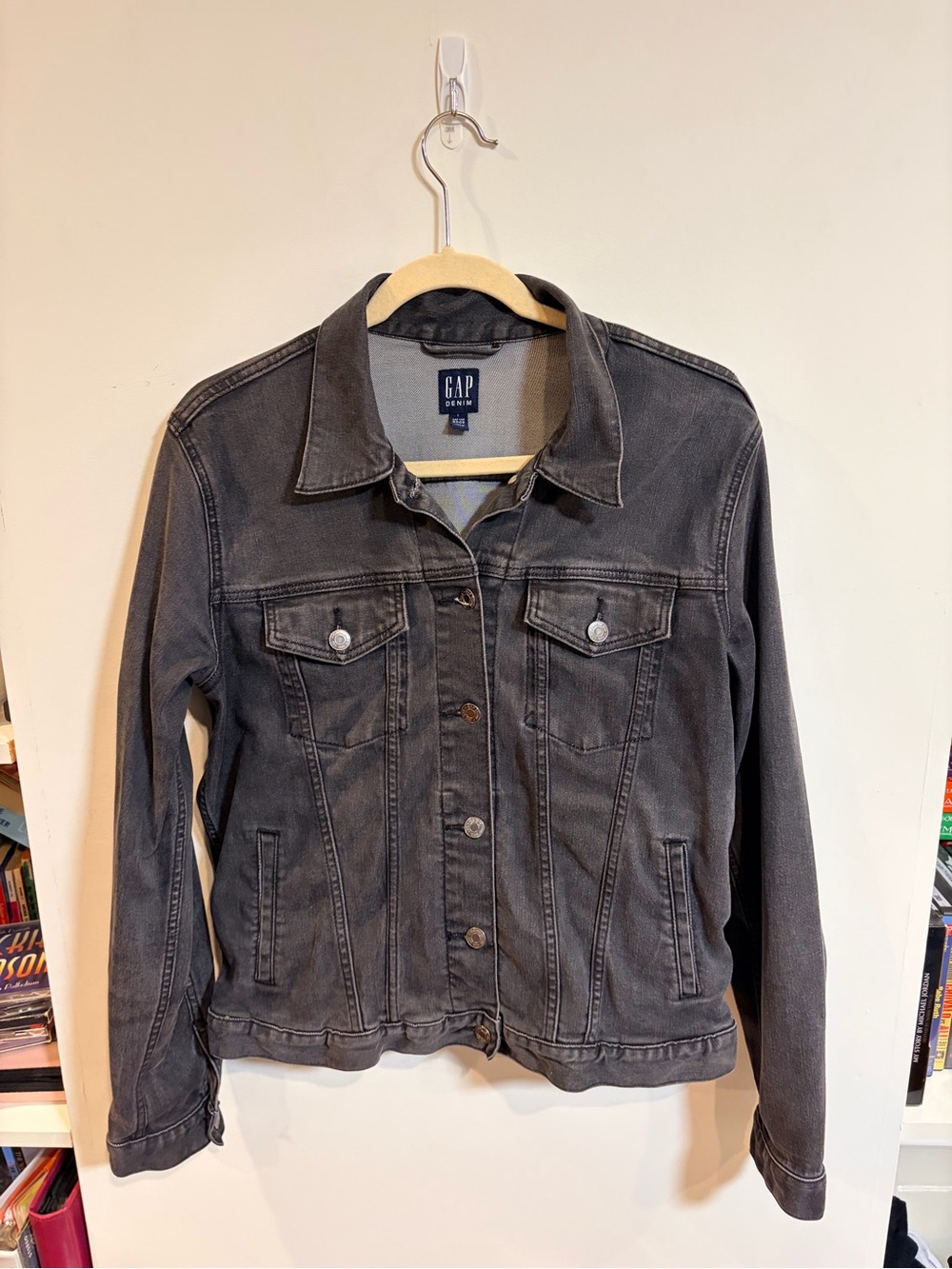 GAP Women's Washed Charcoal Denim Jacket